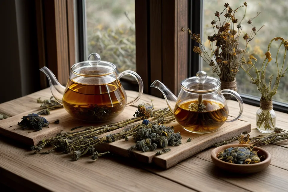 Feuilles d'ortie séchées et oignons rouges, deux plantes médicinales utilisées en naturopathie contre le rhume des foins