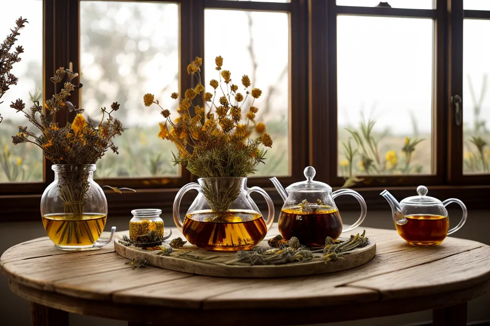 Gros plan de feuilles d'artichaut séchées et de racines de gentiane utilisées en phytothérapie digestive, posées sur une table.