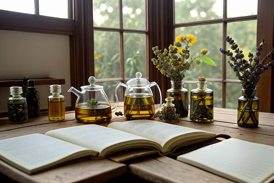 De l'eau chaude versée sur des feuilles de menthe fraîche dans une théière en verre, pour préparer une tisane digestive.