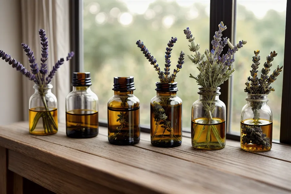 Gouttes d'huile essentielle mélangées dans du sel d'Epsom pour un bain d'aromathérapie